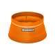 Eine orangefarbene Hundenapf von Ruffwear, mit einem strukturierten Design und einem reflektierenden Streifen, mit dem Ruffwear-Logo deutlich angezeigt.