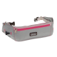 Graue Haustier-Hüfttasche mit pinken Akzenten, mit einem Reißverschlussfach und einem "DOOG"-Logo, entworfen für Hundebesitzer.