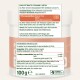 Etikett des Tierpulvers: 'Feed material for dogs & cats' (Futtermittel für Hunde & Katzen), 100% entfettetes Kolostrum, Rohprotein 67,4%, Fütterung 1 g/10 kg, 100 g.