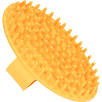 Massagebürste Helle orange Tierpflegebürste mit weichen, abgerundeten Spitzen und einem Griff für einfachen Halt.