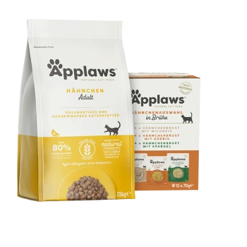 Applaws natürliche Katzenfutter-Tüte und -Box, Hähnchengeschmack, getreidefrei, 7,5 kg, mit natürlichen Zutaten und Vitaminen.