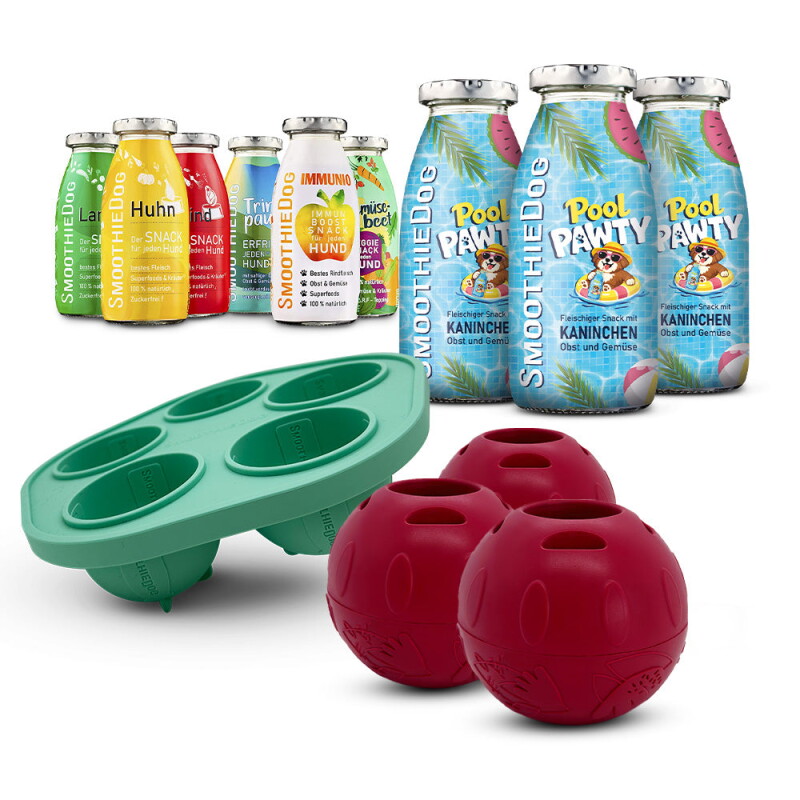 SmoothieDog Summer-Edition 3x 250 ml + Mix-Paket 6x 250 ml + Schleckball 3 Stück