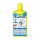 Flasche Tetra AquaSafe Wasseraufbereiter für Fische, mit einem Wasserhahn und Fischillustrationen, mit mehrsprachigem Text zu den Vorteilen.