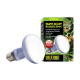 Daylight basking spot bulb with packaging, labeled "100W DAYLIGHT BASKING SPOT" and "Multi-Purpose," featuring images of reptiles.