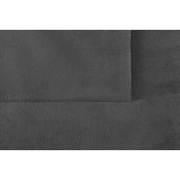 Nahaufnahme eines dunkelgrauen weichen Plüsch-Tierbetts mit erhöhtem Rand, das seine strukturierte Stoffoberfläche zeigt.