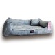 ® Orthopädisches Hundebett FRANKLIN Kuscheliger Teddy-Stoff - Hundesofa blau/ grau 90 cm, 22 cm, 75 cm