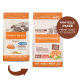 Deux sacs de nourriture pour chats adultes stérilisés/castrés Nature's Variety avec poisson désossé et saumon, montrant l'ancien et le nouveau packaging.