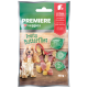Opakowanie przysmaków dla psów "Premiere I Love Veggies" Fruity Butterflies z cocker spaniel i kolorowymi przekąskami z mango i żurawiny.