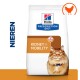 Hill's Prescription Diet zak met een fluffy oranje kat, gelabeld "Nieren + Mobiliteit" met een kip icoon en "Nieren" tekst.