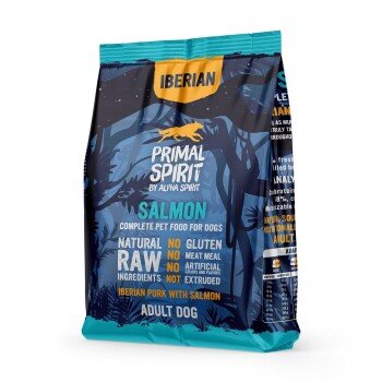 Primal Spirit 'Iberian' von Alpha Spirit, Lachs-Hundefutterbeutel, natürliche Rohzutaten, glutenfrei, für ausgewachsene Hunde