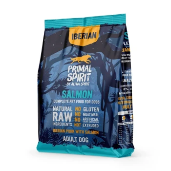 Primal Spirit 'Iberian' von Alpha Spirit, Lachs-Hundefutterbeutel, natürliche Rohzutaten, glutenfrei, für ausgewachsene Hunde