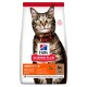 Hill's Science Plan Katzenfutterbeutel mit einer getigerten Katze auf der Vorderseite, beschriftet mit "ADULT 1-6" und hervorgehobenen Nährwertvorteilen.