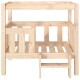 Holzrahmen für Haustierbetten mit einem Latten-Design, mit einer unteren Stufe für einfachen Zugang. Natürlicher Holzfinish.