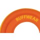 Ein orangefarbenes Hundeschwimmgerät mit dem Text "RUFFWEAR" in fetten gelben Buchstaben, entworfen für die Sicherheit im Wasser.