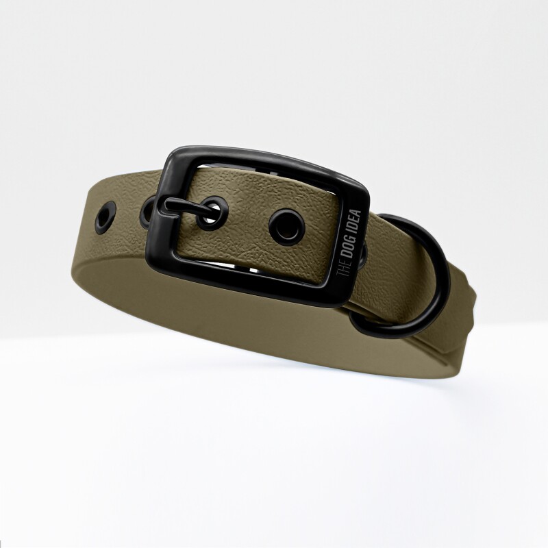 The Dog Idea Biothane Halsband Khaki Schwarz M