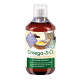Flasche mit Omega-3-Öl für Katzen, beschriftet mit 'Chrono Balance', mit einem Katzenbild und Text, der die Vorteile für Knochen, Immunität, Haut und Fell hervorhebt.