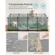 Transparente Tierunterkunft mit Meerschweinchen, ausgestattet mit Gras und einem Holzhaus. Der Text hebt wasserdichte und leicht zu reinigende Eigenschaften hervor.