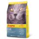 Eine gelbe Tüte Josera Léger Katzenfutter mit dem Gesicht einer Katze, die "Gewichtskontrolle" und "90% tierisches Protein" hervorhebt.