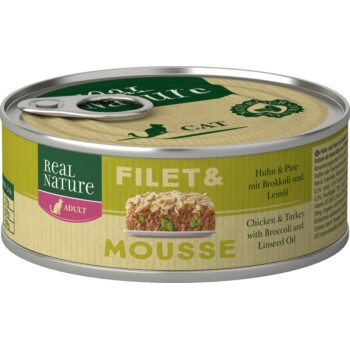 Filet & Mousse Adult Huhn & Pute mit Brokkoli und Leinöl 6x85 g