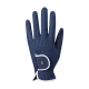 Navy-blaues Haustierpflege-Handschuh mit einer strukturierten Oberfläche, mit einem weißen Rand und einem kleinen Logo am Handgelenk.