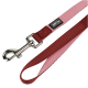 Pink and maroon nylon dog leash with metal clasp and "Antone Wild World" label.