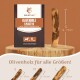 Olivenholz-Kauspielzeug für Hunde, Größe S (16-19 cm), geeignet für Hunde mit einem Gewicht von 10-15 kg, mit Verpackungsdetails auf Deutsch.