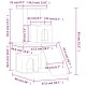 Diagramm eines Katzenbaums mit in Zentimetern und Zoll beschrifteten Abmessungen, das ein mehrstufiges Design mit einem Haus, einer Rampe und Plattformen zeigt.
