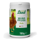 Behälter mit Hühner Land Wund Pflege-Pulver für Hühner, mit einem braunen Huhn auf dem Etikett, 700g Größe, mit dem Text 'MARKEN QUALITÄT'.