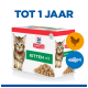 Verpakking van Hill's Science Plan kittenvoer met een speelse kitten, met de tekst 'KITTEN <1' en iconen voor kip en vis.