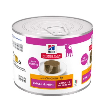 Dose Hill's Science Plan Soft Mousse Hundefutter mit Huhn, Small & Mini, Adult 1–6 bis zu 10 kg.