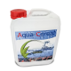 Behälter von Aqua-Cereal, einem Haustierprodukt, mit einem roten Deckel und einem Etikett mit Wassertropfen, Kräutern und dem Text "Milchsäurebakterien & Kräuter."