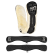 Schwarzer Sattelgurt mit einer weichen, cremefarbenen Fleece-Innenseite, mit sichtbaren Metallschnallen und dem Markennamen "EQUINATE".