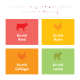 Lila Tiernahrungsanzeige: 'Gute Proteinvielfalt in einer Packung' mit Feldern '6x Rind', '6x Huhn', '6x Geflügel', '6x Lamm'.