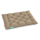 Braunes Haustierbett mit gepolstertem Design, beschriftet mit "Doctor Bark," vor einem weißen Hintergrund.