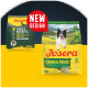 Josera Hundefutterbeutel für erwachsene Hunde mit Lachs- und Kartoffelgeschmack, getreidefrei, neues Designetikett und ein glücklicher Border Collie auf der Verpackung.