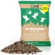 Orni Wildvogelfutter Vogelfuttertüte mit weißen Vogelsilhouetten und Waldgrafik, 20 kg, hergestellt in Deutschland.