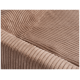 Nahaufnahme eines weichen, gerippten Haustierbettes in warmem Beige, das seine plüschige Textur und gemütliches Design zeigt.