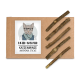 Eine Verpackung mit der Aufschrift "Kater Kasimir Katzenminze Matatabi Sticks", die eine illustrierte Katze mit Brille zeigt, mit fünf natürlichen Holzstäbchen daneben.