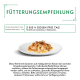Recommandation d'alimentation pour un chat moyen : 3 à 4 boîtes par jour, réparties sur au moins 2 repas.