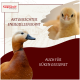 Nahaufnahme von Körnern mit Nährwertanalyse auf Deutsch, die Protein, Fett, Faser, Asche, Lysin, Methionin und Feuchtigkeitsanteile angibt.
