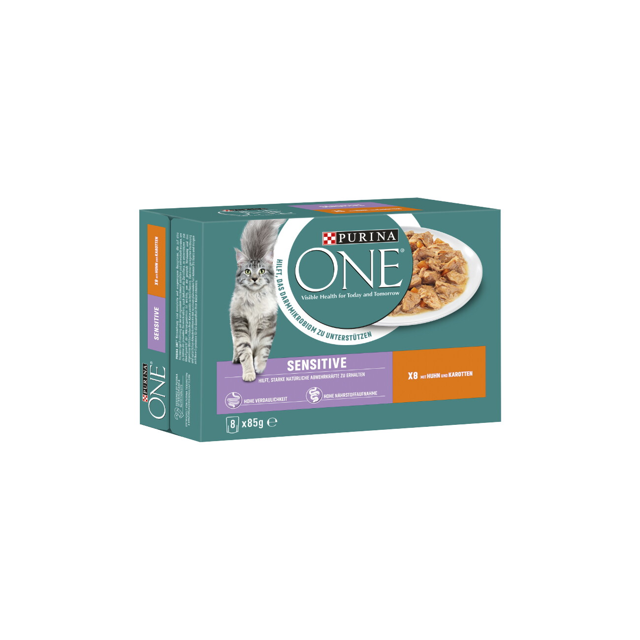 Purina ONE SENSITIVE Nassfutter Katze Adult zarte Stückchen in Sauce 8x85 g