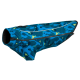 Hundejacke in blauem und grünem Camouflage mit Reißverschluss, entworfen für Wärme und Stil.