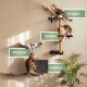 Zwei getigerte Katzen spielen auf modernen beige-grauen wandmontierten Katzenmöbeln; deutscher Text über Spaß und Abenteuer für Katzen.