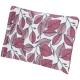 Ein Haustierbett mit einem pinken und roten Blattmuster auf weißem Hintergrund, das ein gemütliches Design für Haustiere zeigt.