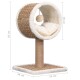 Katzenbaum mit einer gemütlichen runden Hängematte, 56 cm hoch, 34 cm breit und 28 cm tief, mit einem hängenden Ball.