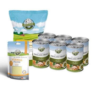 Magen-Darm-Bereich Unterstützung Set - Hundefutter Nass 6x400g + Vermal Pulver 80g + Hühnertrockenfleisch 100g
