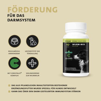 Wurm-Mix Pulver für Hunde, Natürliche Alternative | 90 gr