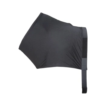 Schwarzer Haustier-Rehabilitationsanzug mit einem Klettverschluss, entworfen für Unterstützung nach einer Operation oder Verletzung.