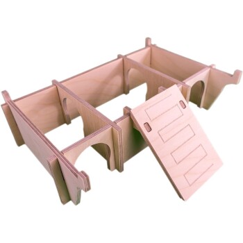 Holzspielzeug-Aufbewahrungsorganisator für Haustiere mit mehreren Fächern und einem abnehmbaren Deckel, entworfen für einfachen Zugang und Spiel.