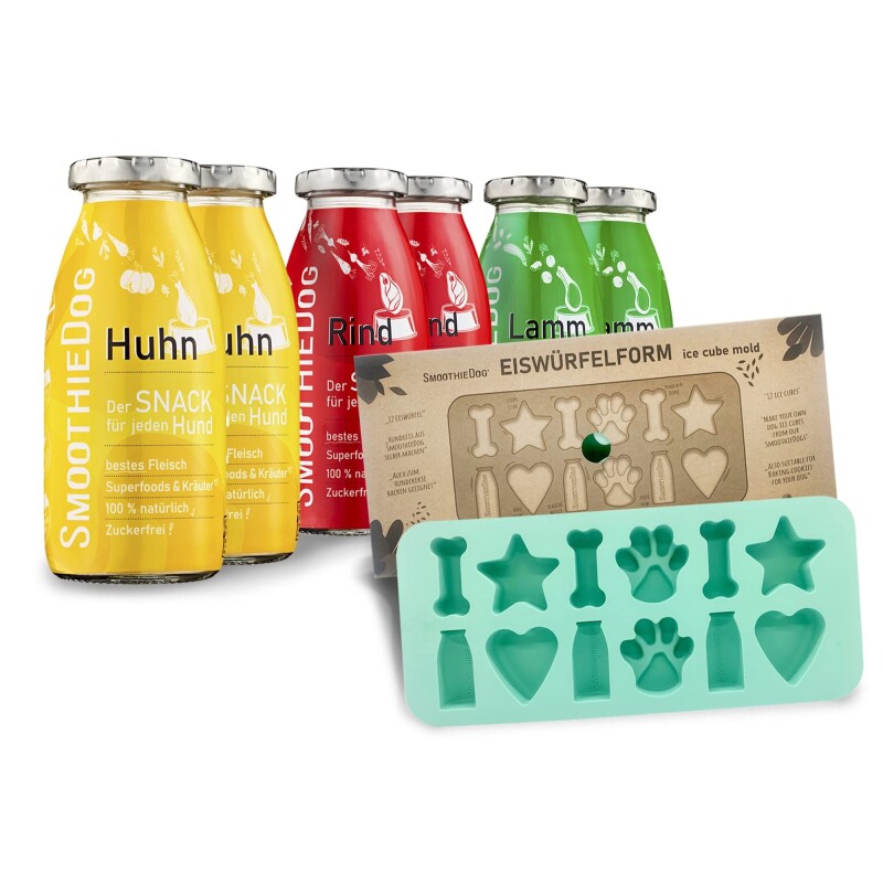 SmoothieDog Klassik 6x 250 ml + Eiswürfelform